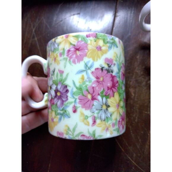 Chintz 4 mugs Lefton? 043 floral fine china 8 oz - Picture 8 of 9